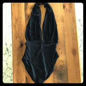 Norma Kamali Black Halter One Piece Swimsuit